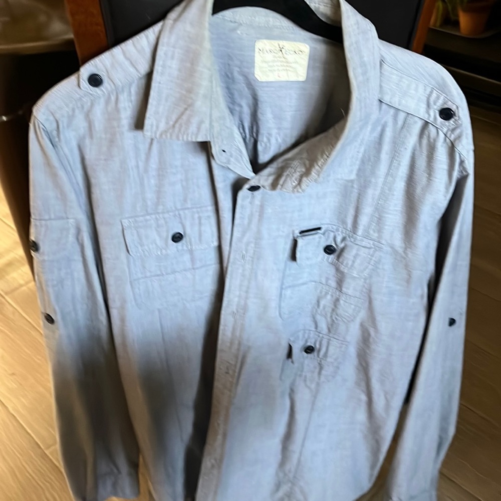 Mark Ecko Size large grey long sleeve button down shirt